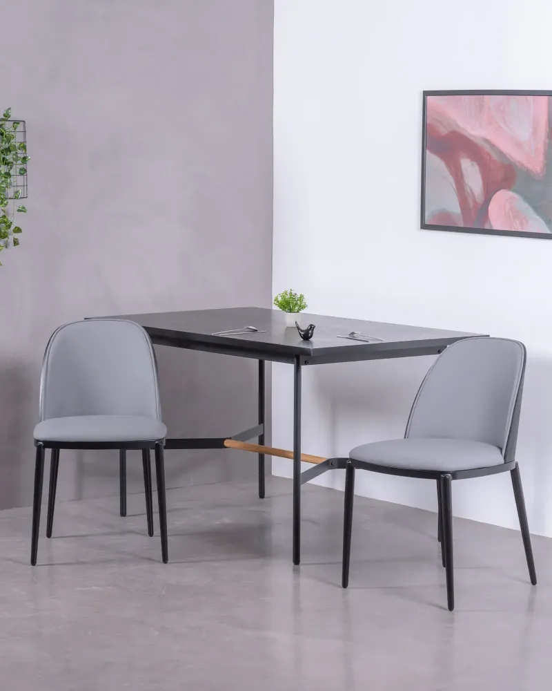 Cottage Scaun din lemn de nuc și scaun din piele artificială | Livrare gratuita