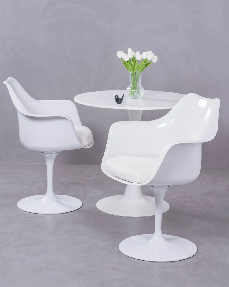 Tulip Arms chair with arms for dining room | 5 year warranty with Nest Dream