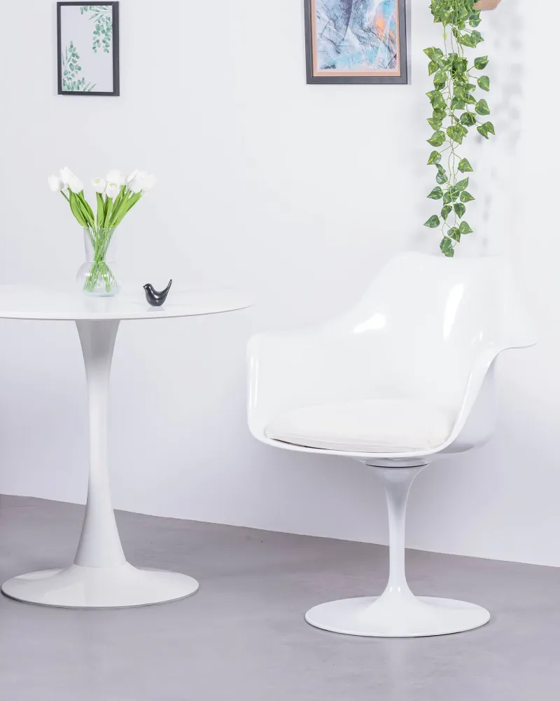 Tulip Arms chair with arms for dining room | 5 year warranty with Nest Dream
