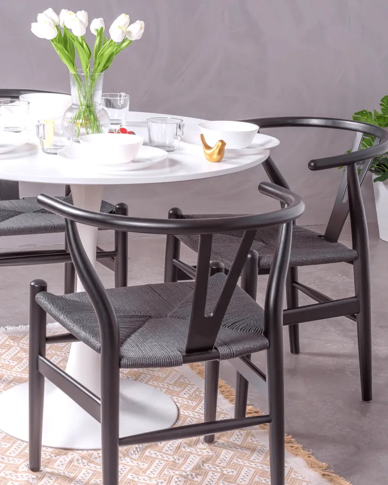 Nordic chair in natural beech wood and ecological rope | Free shipping
