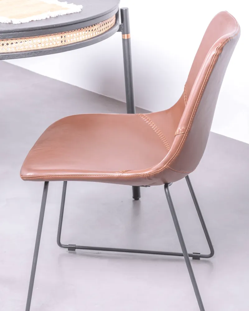 Vintage industrial chair upholstered in imitation leather | 5 year warranty