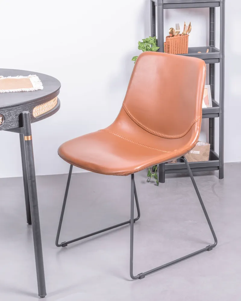 Vintage industriële stoel bekleed met kunstleer | 5 jaar garantie