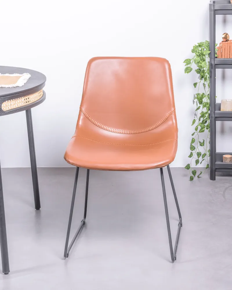 Vintage industriële stoel bekleed met kunstleer | 5 jaar garantie