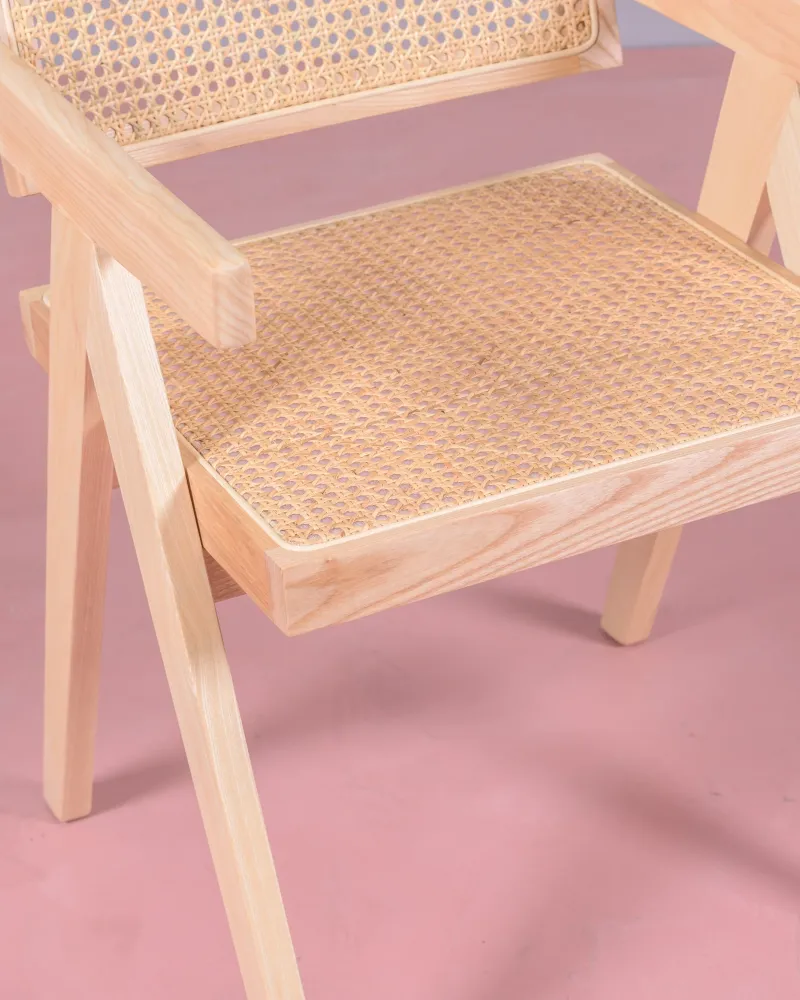 Vintage Compass Chair in Natural Rattan and Ash Wood | Nest Dream