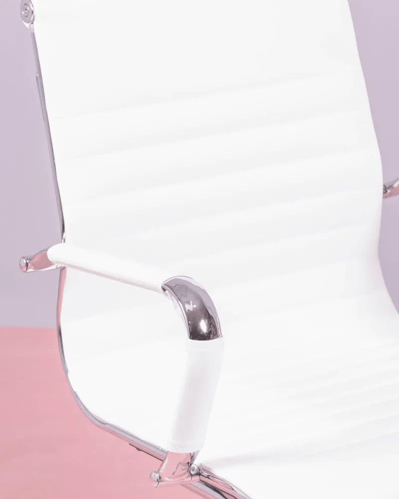 Chaise de bureau sans roulettes | Dossier bas en simili cuir