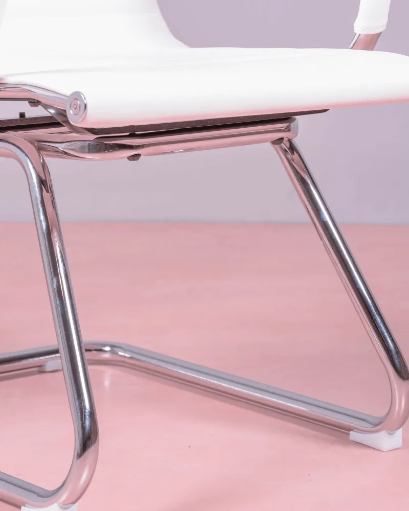 Chaise de bureau sans roulettes | Dossier bas en simili cuir