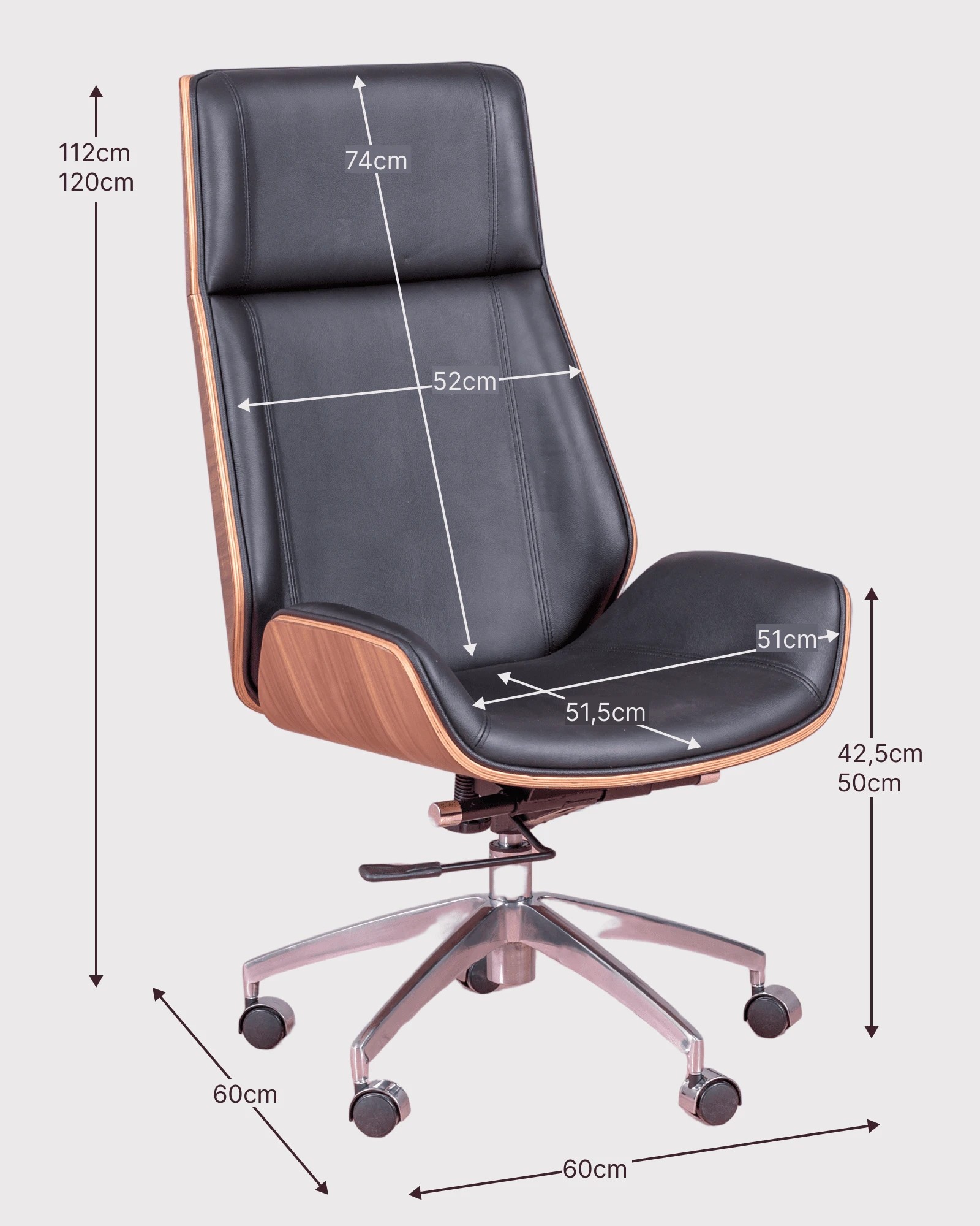 Schreibtischstuhl im nordischen Stil für Führungskräfte – Kostenloser  Versand Color Schwarz