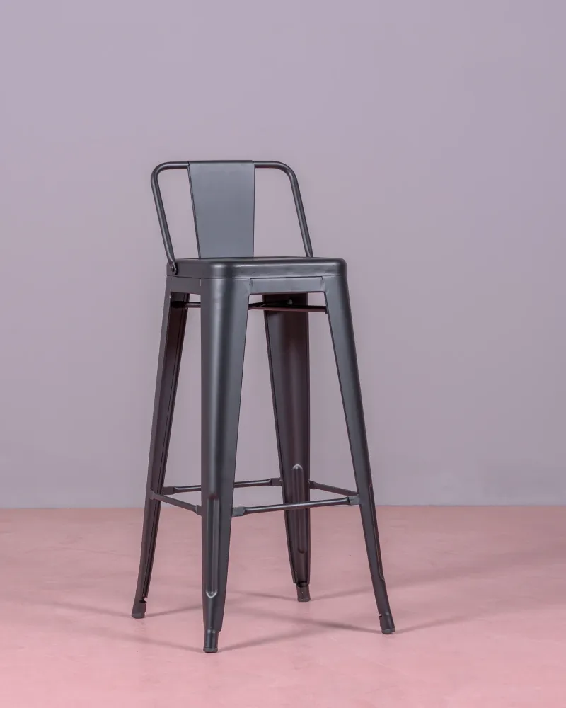 Industrial metal stool with low backrest (76cm) | Nest Dream Store