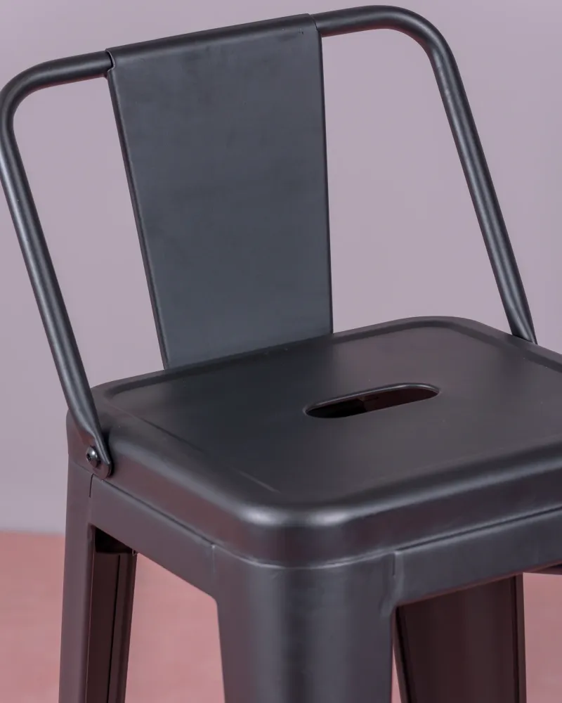 Taburet industrial din metal cu spătar jos (76cm) | Magazin online Nest Dream
