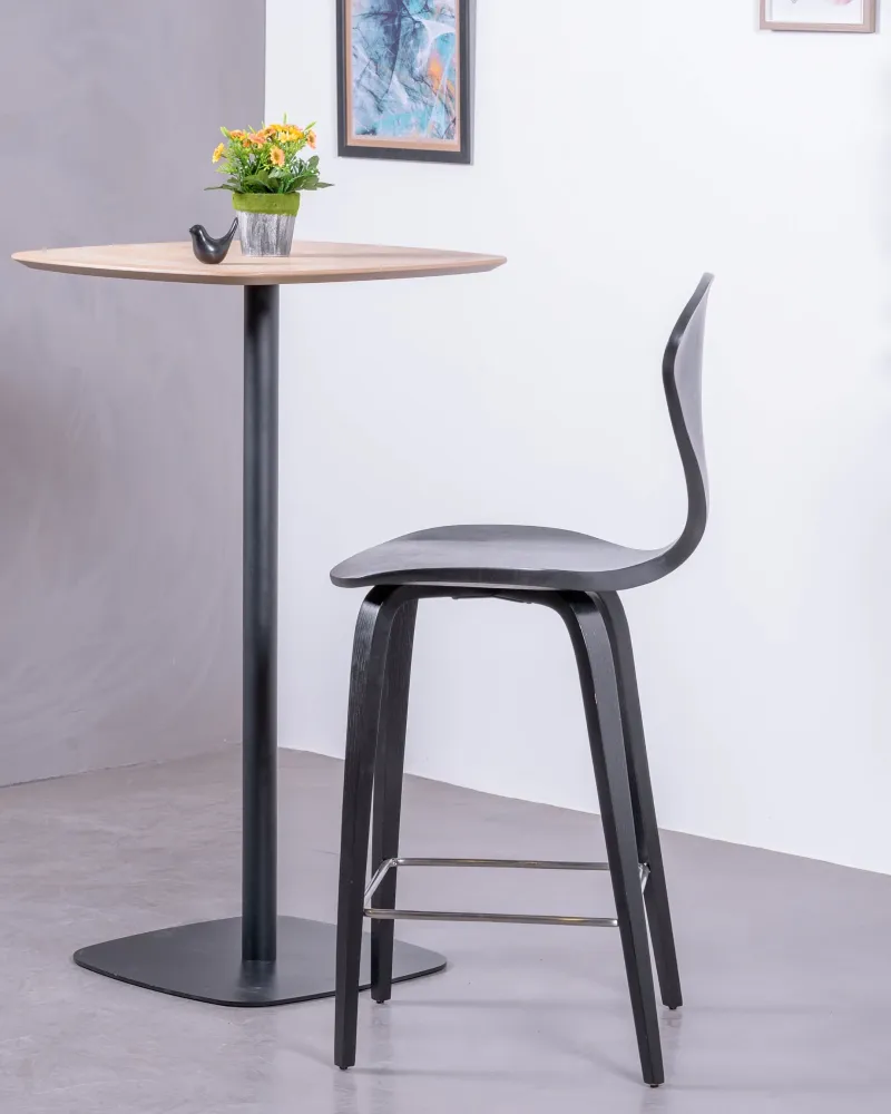 Cherner Scandinavian kitchen stool in curved natural wood | Free Shipping