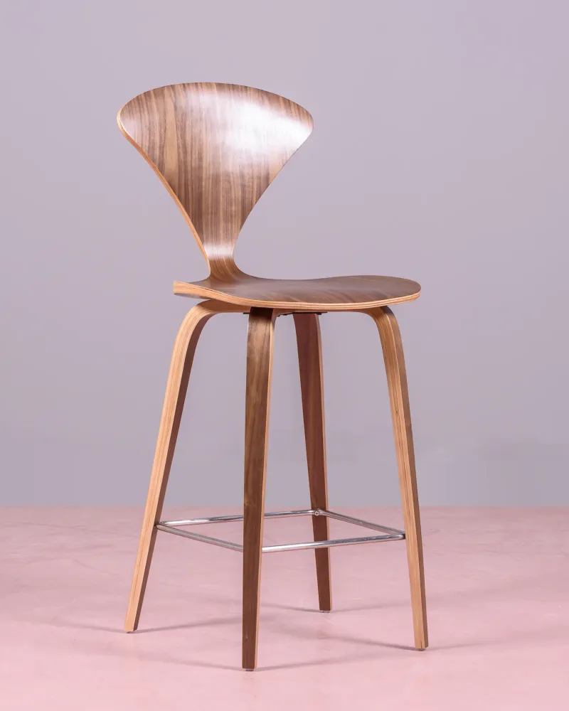 Cherner Scandinavian kitchen stool in curved natural wood | Free Shipping