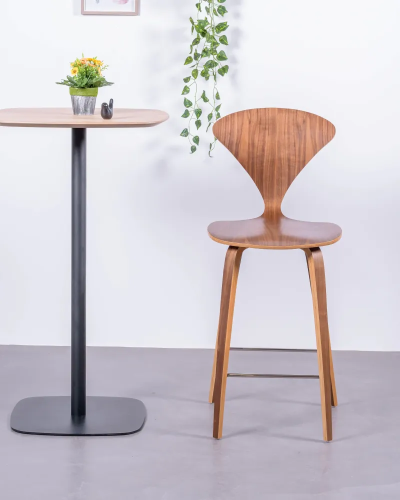 Cherner Scandinavian kitchen stool in curved natural wood | Free Shipping