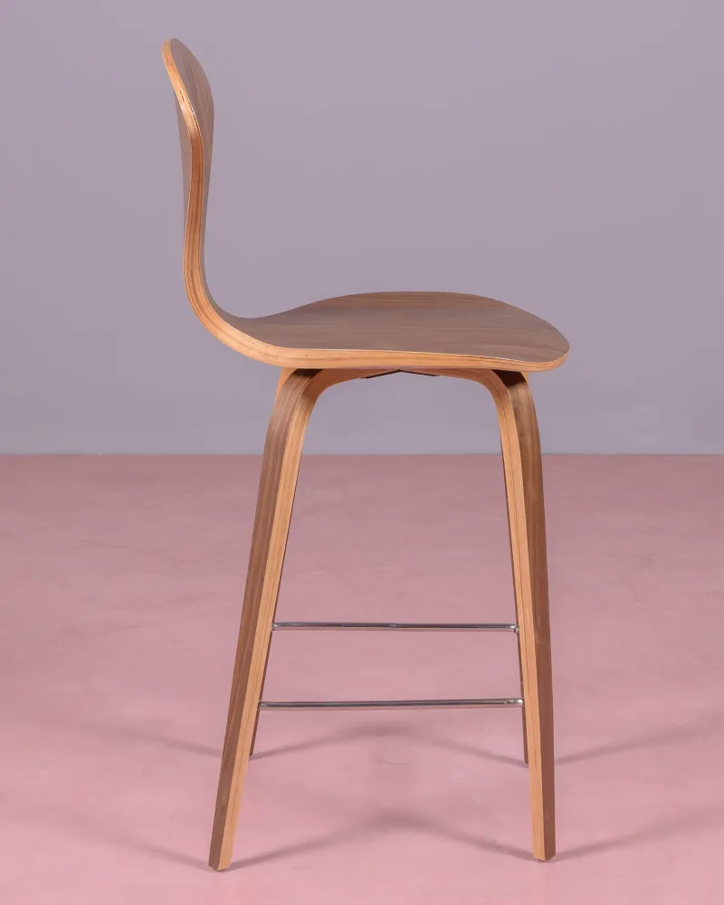 Cherner Scandinavian kitchen stool in curved natural wood | Free Shipping