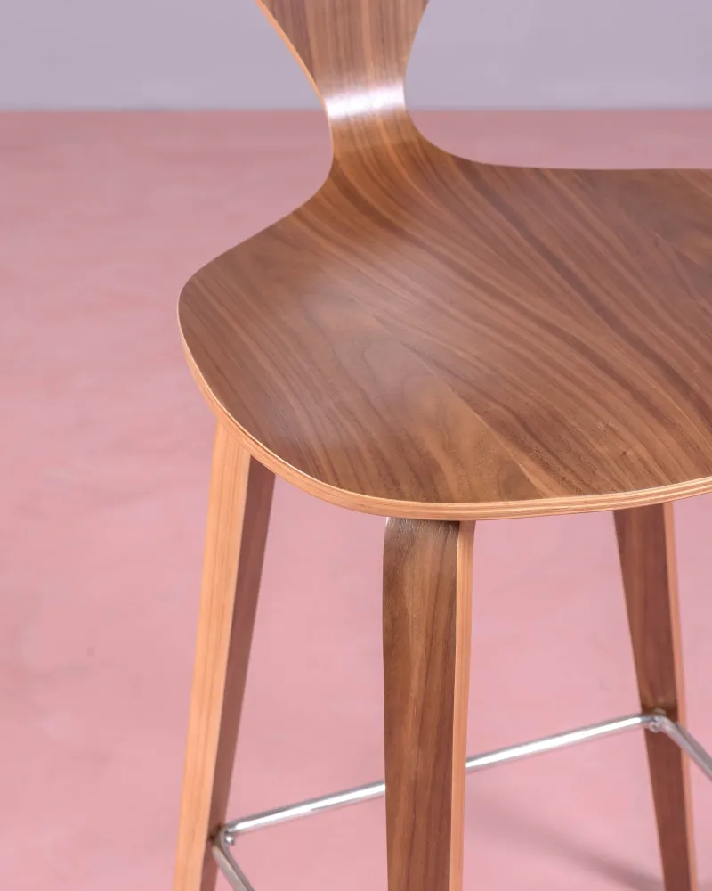 Cherner Scandinavian kitchen stool in curved natural wood | Free Shipping