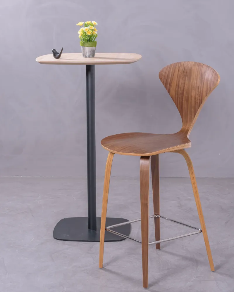 Cherner Scandinavian kitchen stool in curved natural wood | Free Shipping
