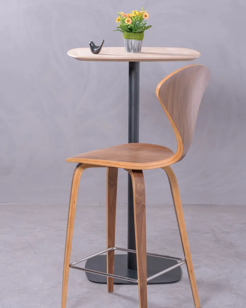 Cherner Scandinavian kitchen stool in curved natural wood | Free Shipping