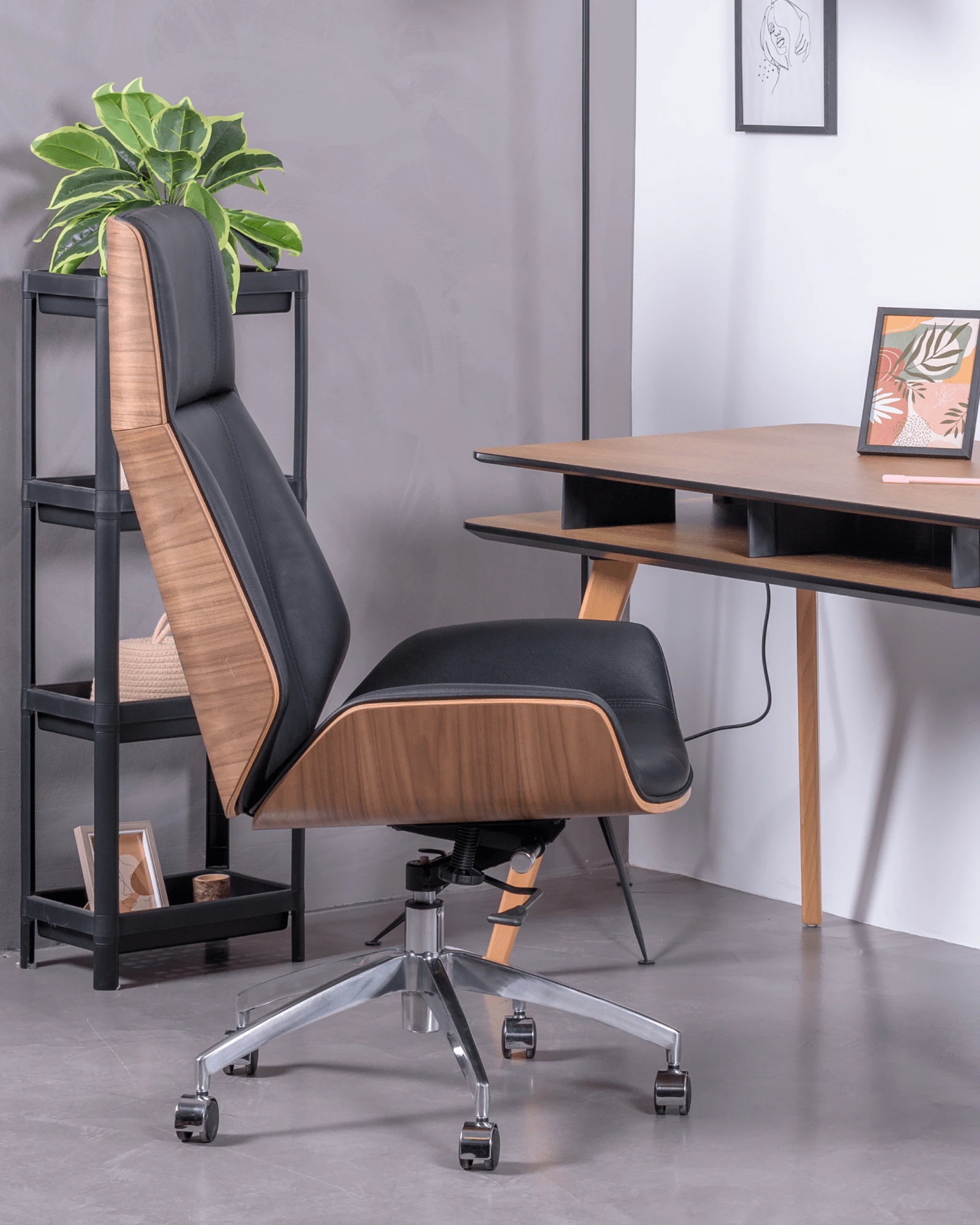 Walnut and sales leather office chair