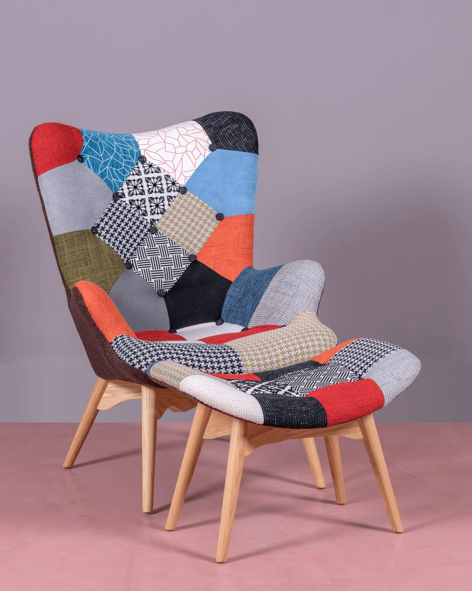 Patchwork armchair best sale and footstool